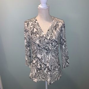 Vintage Floral Wrap Long Sleeve Shirt